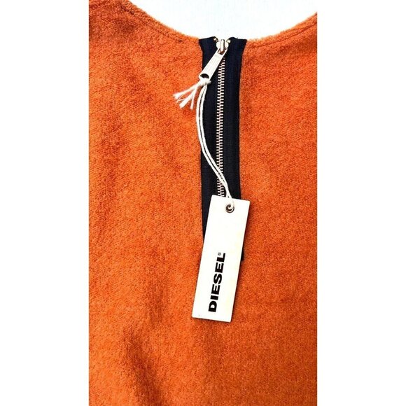 Diesel Women’s Orange Mohair Blend V-Neck Back Zip Pullover Sweater Size S - Picture 8 of 14